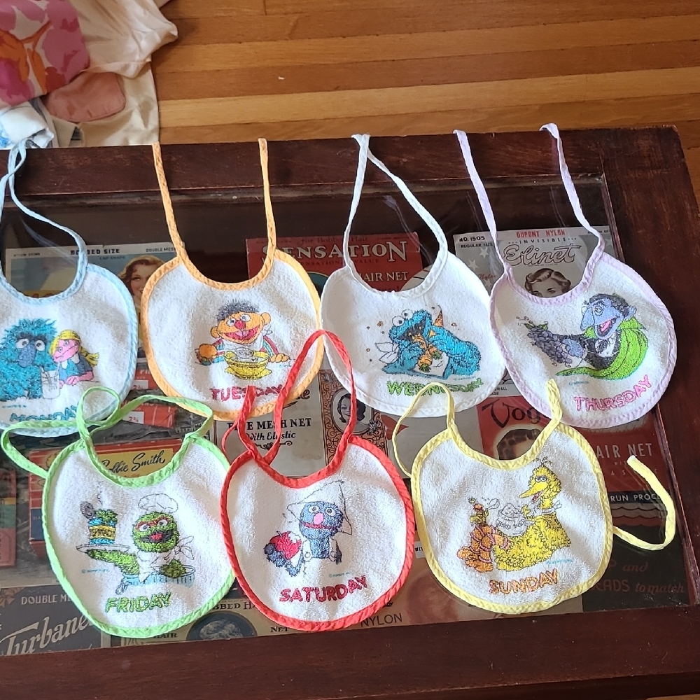 Vintage Sesame Street Days Of Week Bibs